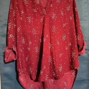 Lush Burgundy Blouse with White Dots